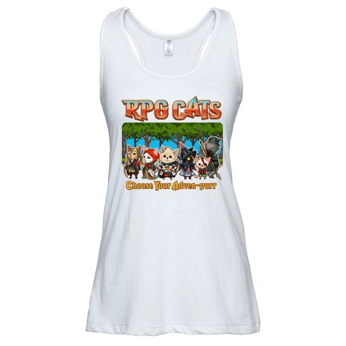 Funny Cute RPG Cats Choose Your Advenpurr Ladies Essential Flowy Tank