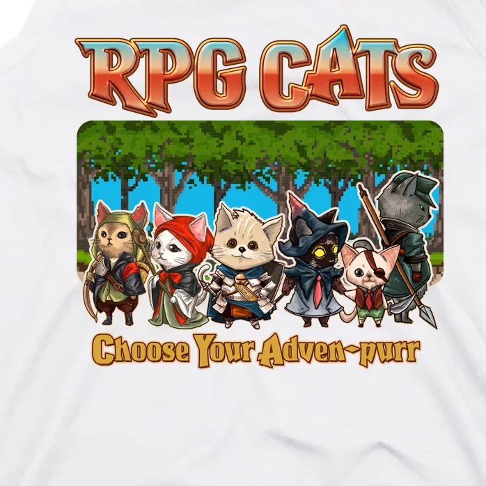 Funny Cute RPG Cats Choose Your Advenpurr Tank Top