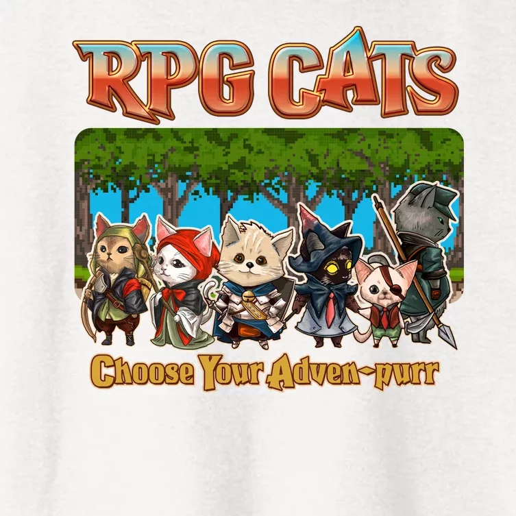 Funny Cute RPG Cats Choose Your Advenpurr Women's Crop Top Tee