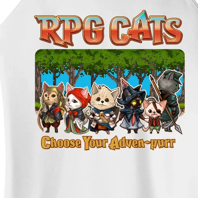 Funny Cute RPG Cats Choose Your Advenpurr Women’s Perfect Tri Rocker Tank