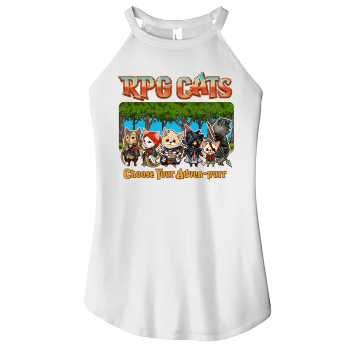 Funny Cute RPG Cats Choose Your Advenpurr Women’s Perfect Tri Rocker Tank