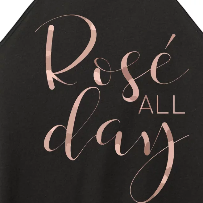 Funny Cute Rose All Day Wine Lover Gift Women’s Perfect Tri Rocker Tank