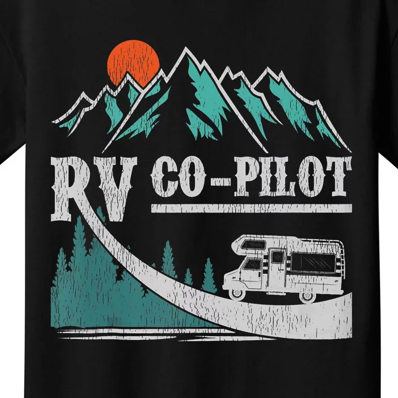 Funny Camping RV Co Pilot Road Trip Camper Kids T-Shirt