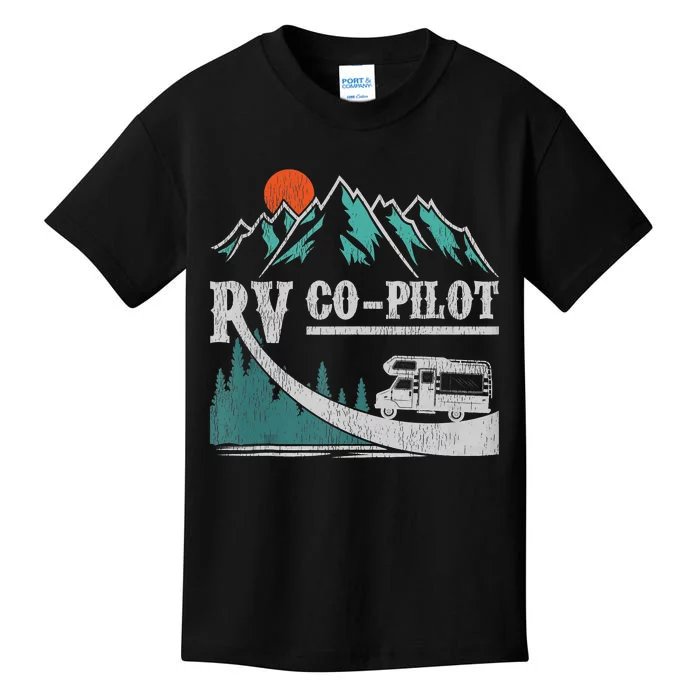 Funny Camping RV Co Pilot Road Trip Camper Kids T-Shirt