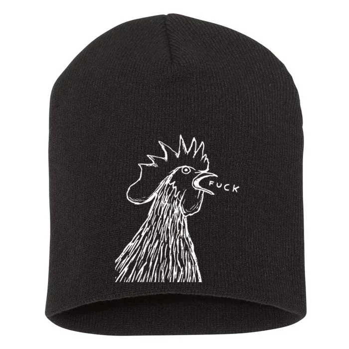 Funny Chicken Rooster Saying Fuck Short Acrylic Beanie