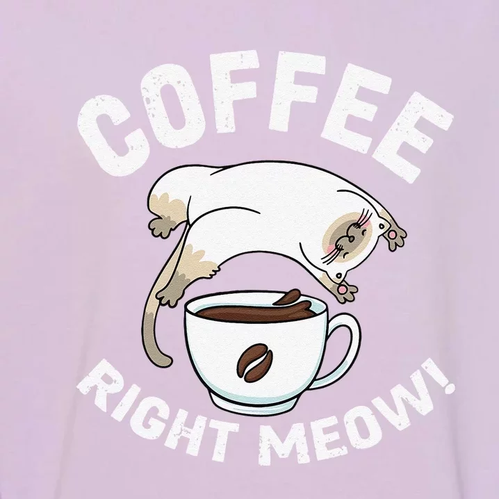 Funny Coffee Right Meow Cat Cute Garment-Dyed Sweatshirt