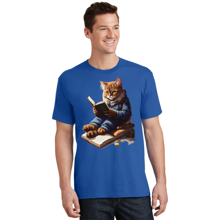 Funny Cats Reading A Book Cat Kitten Lovers T-Shirt