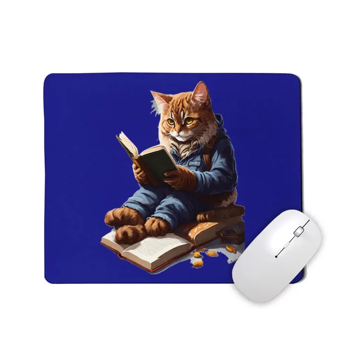 Funny Cats Reading A Book Cat Kitten Lovers Mousepad