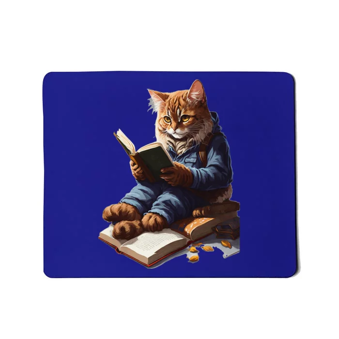 Funny Cats Reading A Book Cat Kitten Lovers Mousepad