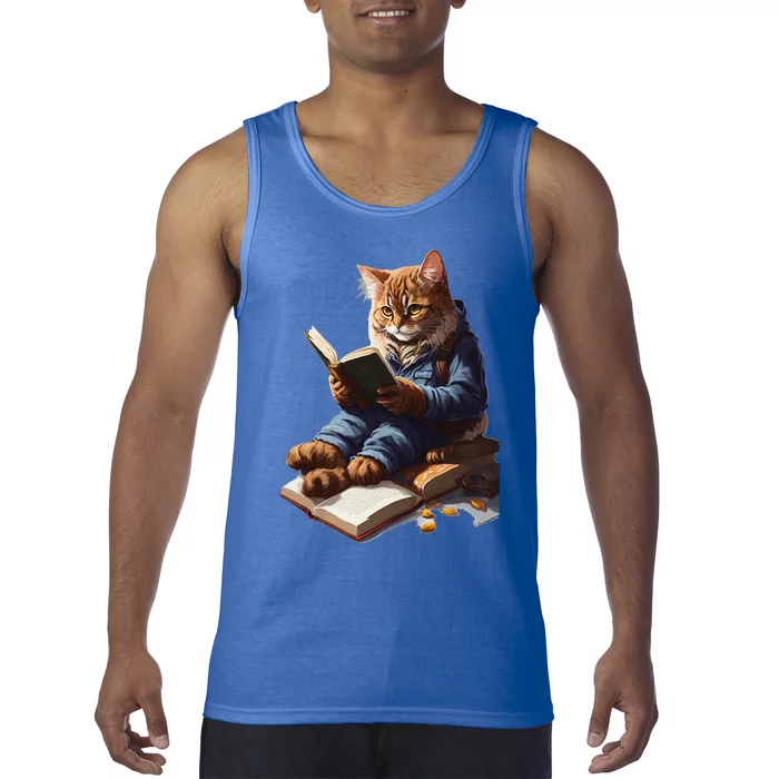 Funny Cats Reading A Book Cat Kitten Lovers Tank Top