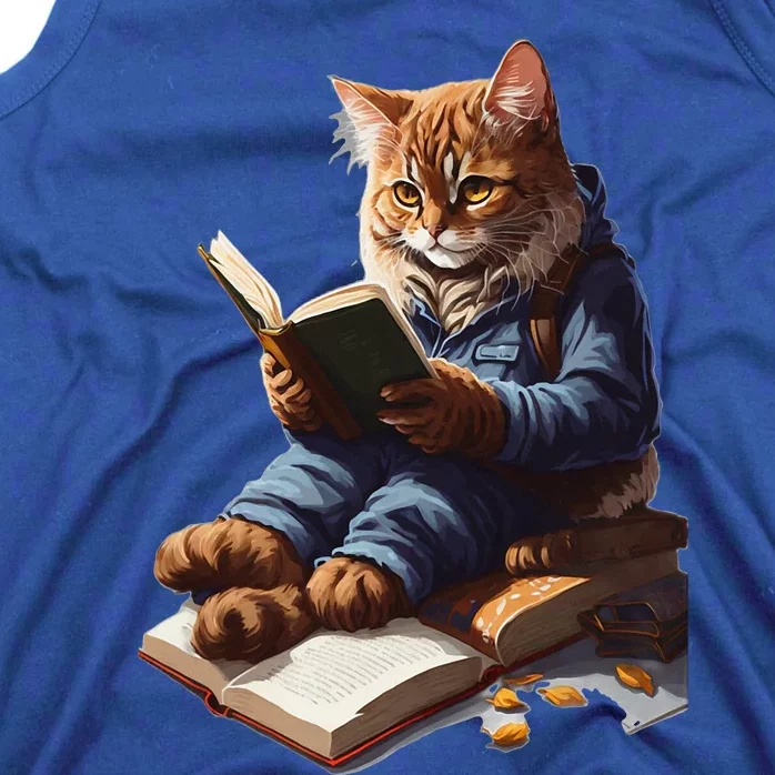 Funny Cats Reading A Book Cat Kitten Lovers Tank Top