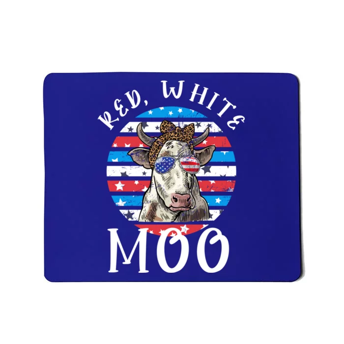 Funny Cow Red White And Moo Vintage American Flag 4th Of July Great Gift Mousepad