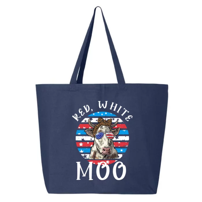 Funny Cow Red White And Moo Vintage American Flag 4th Of July Great Gift 25L Jumbo Tote