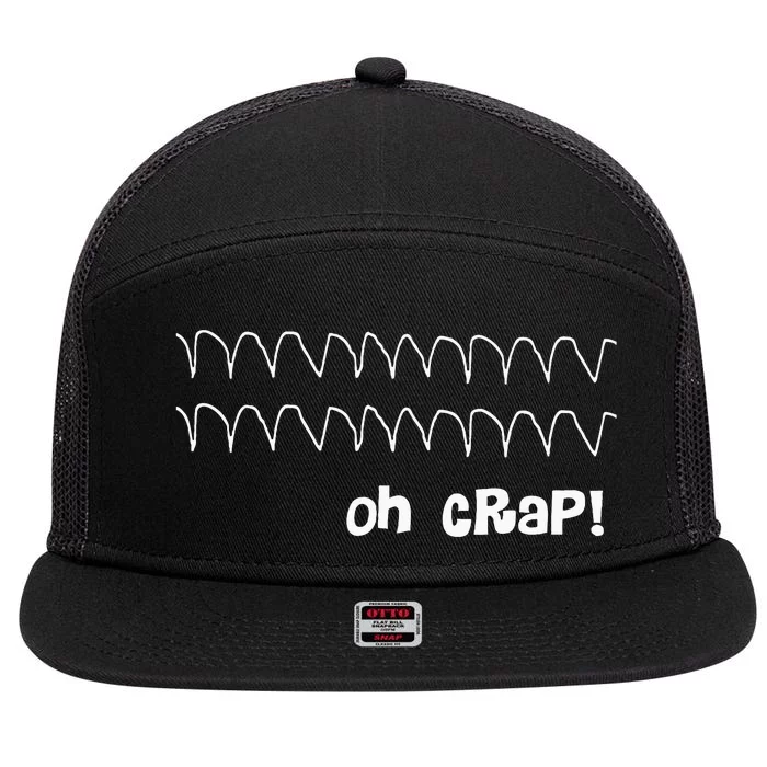 Funny Cardiac Rhythm Oh Crap Nurse 7 Panel Mesh Trucker Snapback Hat