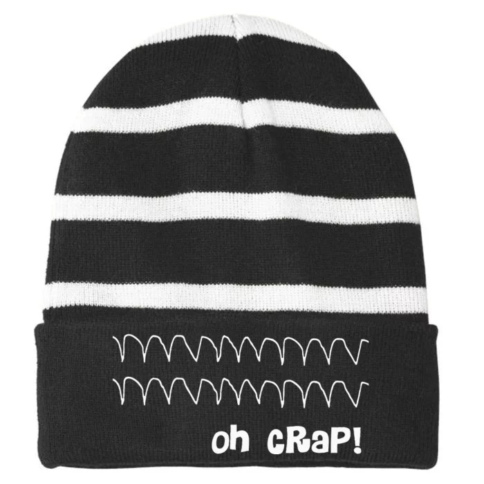 Funny Cardiac Rhythm Oh Crap Nurse Striped Beanie with Solid Band