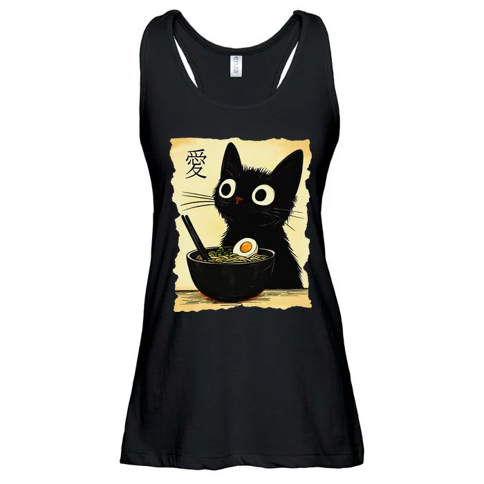 Funny Cat Ramen Japanese Kawaii Anime Cat Ladies Essential Flowy Tank