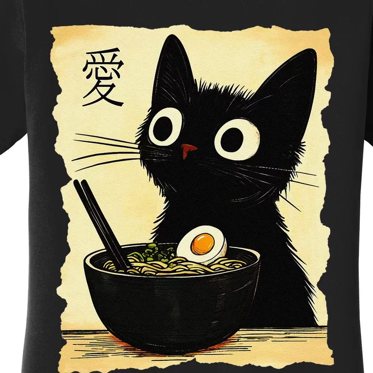 Funny Cat Ramen Japanese Kawaii Anime Cat Women's T-Shirt