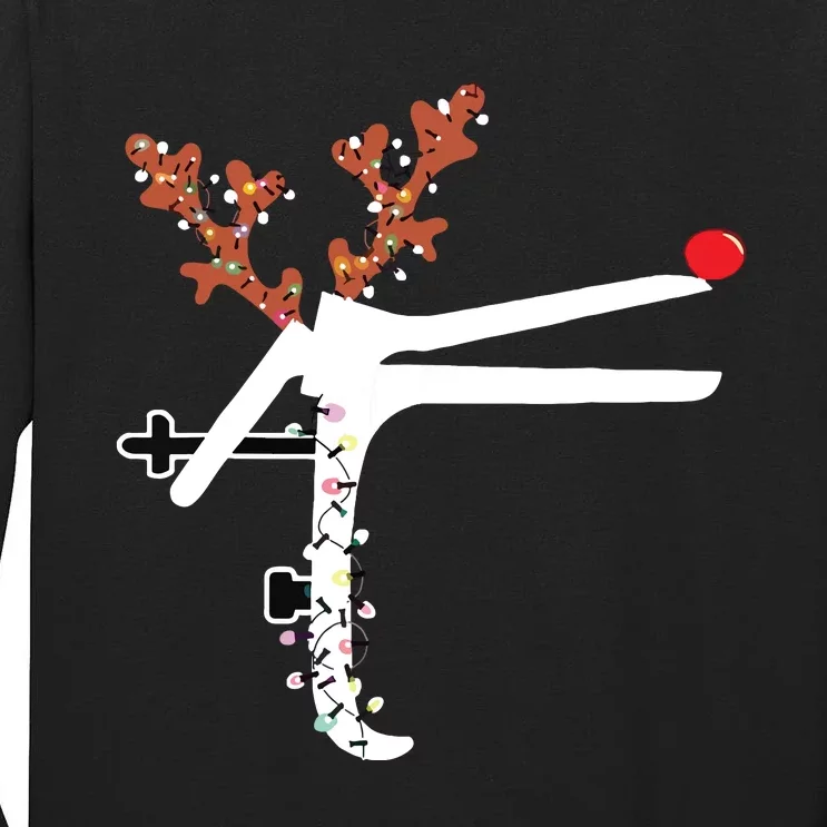 Funny Christmas Reindeer Speculum Nurse Ld Nursing Xmas Tall Long Sleeve T-Shirt