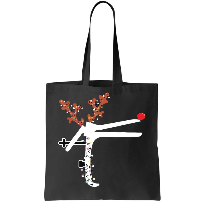 Funny Christmas Reindeer Speculum Nurse Ld Nursing Xmas Tote Bag