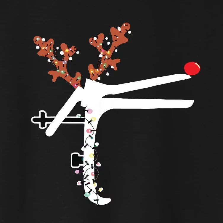 Funny Christmas Reindeer Speculum Nurse Ld Nursing Xmas Women's Crop Top Tee