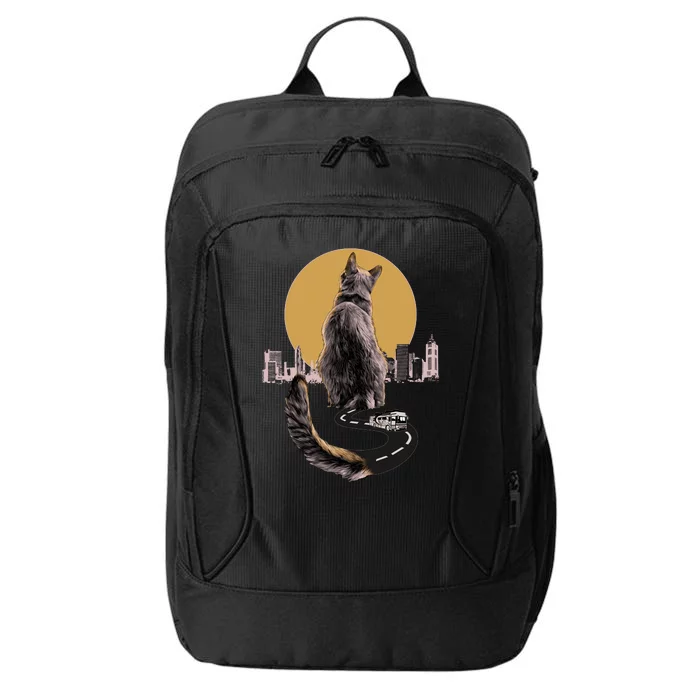 Funny City Road Highway Cat City Backpack