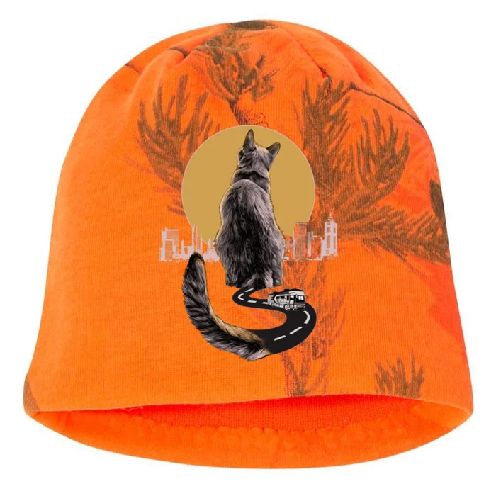 Funny City Road Highway Cat Kati - Camo Knit Beanie