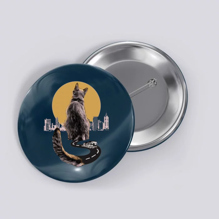 Funny City Road Highway Cat Button