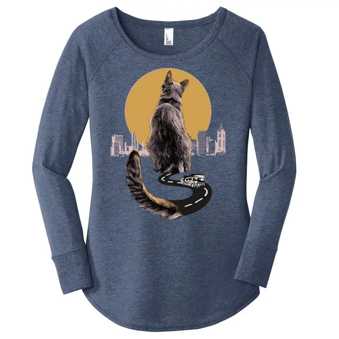 Funny City Road Highway Cat Women's Perfect Tri Tunic Long Sleeve Shirt