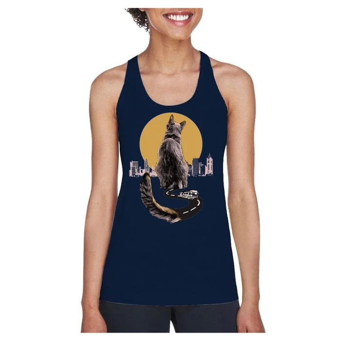 Funny City Road Highway Cat Women's Racerback Tank