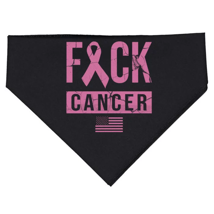 F*ck Cancer Ribbon American Flag Tribute USA-Made Doggie Bandana