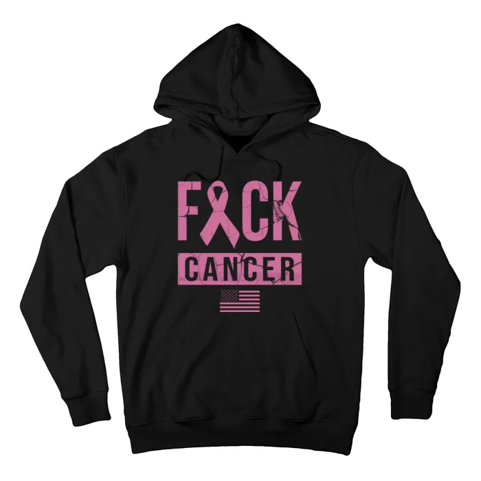 F*ck Cancer Ribbon American Flag Tribute Hoodie