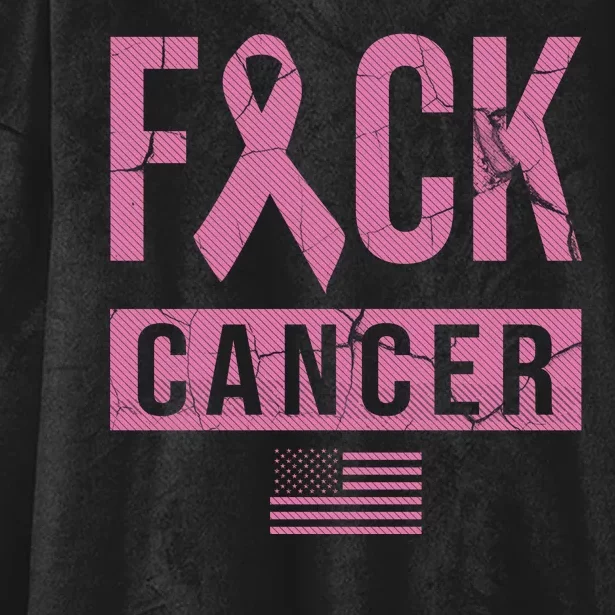 F*ck Cancer Ribbon American Flag Tribute Hooded Wearable Blanket