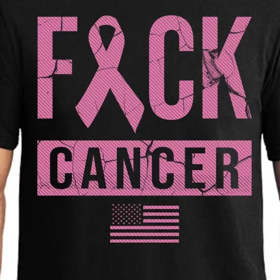 F*ck Cancer Ribbon American Flag Tribute Pajama Set