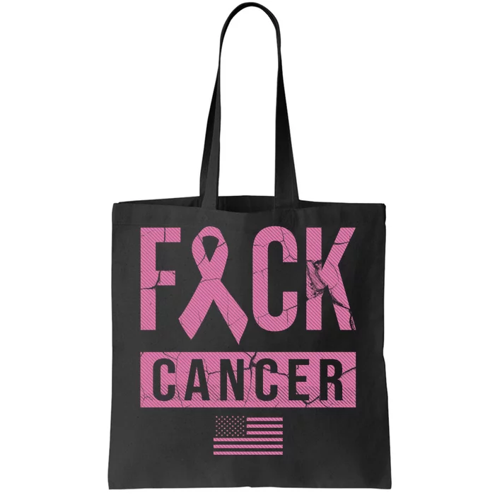 F*ck Cancer Ribbon American Flag Tribute Tote Bag