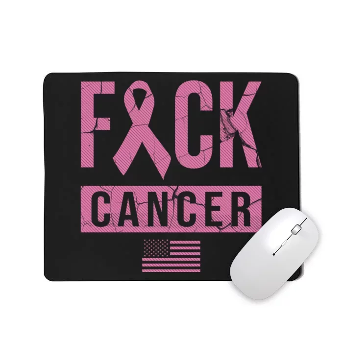 F*ck Cancer Ribbon American Flag Tribute Mousepad