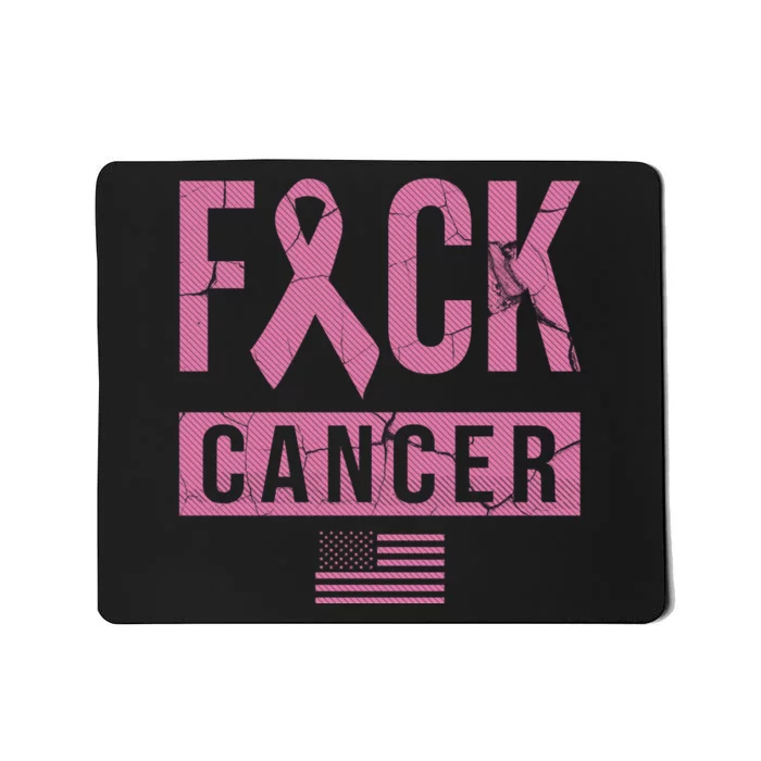 F*ck Cancer Ribbon American Flag Tribute Mousepad