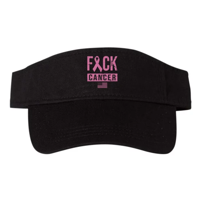 F*ck Cancer Ribbon American Flag Tribute Valucap Bio-Washed Visor