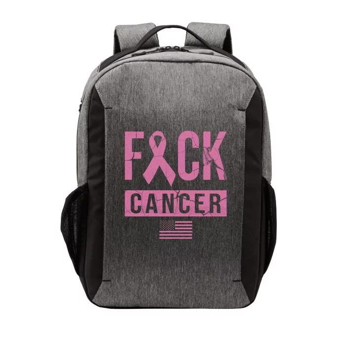 F*ck Cancer Ribbon American Flag Tribute Vector Backpack