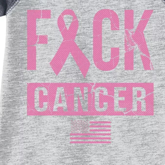 F*ck Cancer Ribbon American Flag Tribute Infant Baby Jersey Bodysuit