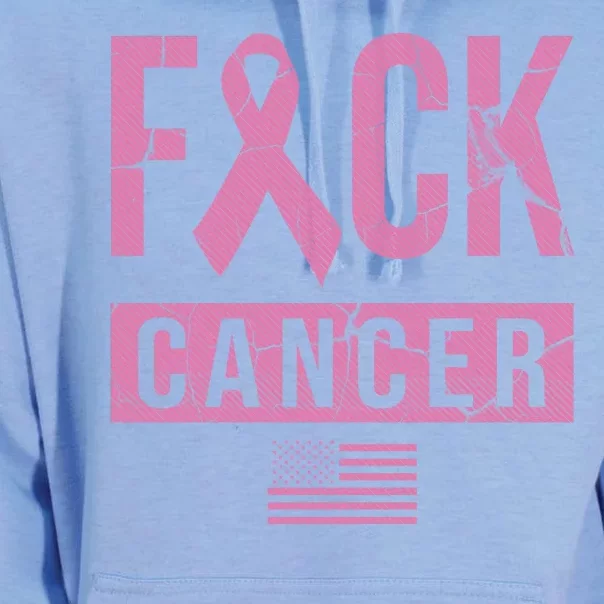 F*ck Cancer Ribbon American Flag Tribute Unisex Surf Hoodie