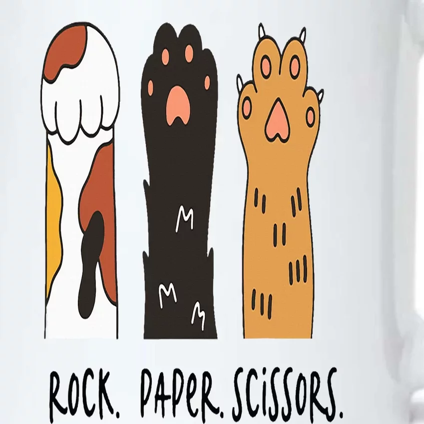 Funny Cat Rock Paper Scissors Cute Cat Paws Black Color Changing Mug