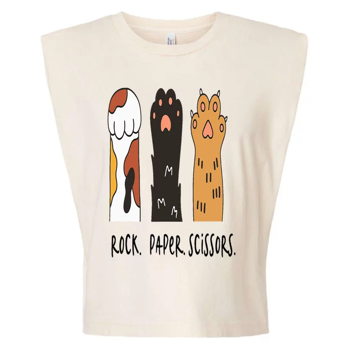 Funny Cat Rock Paper Scissors Cute Cat Paws Garment-Dyed Women's Muscle Tee