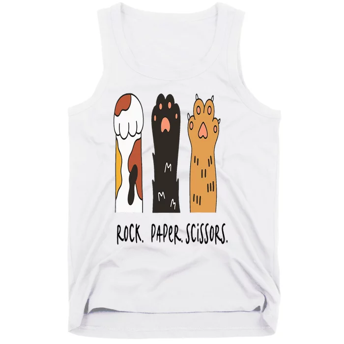 Funny Cat Rock Paper Scissors Cute Cat Paws Tank Top