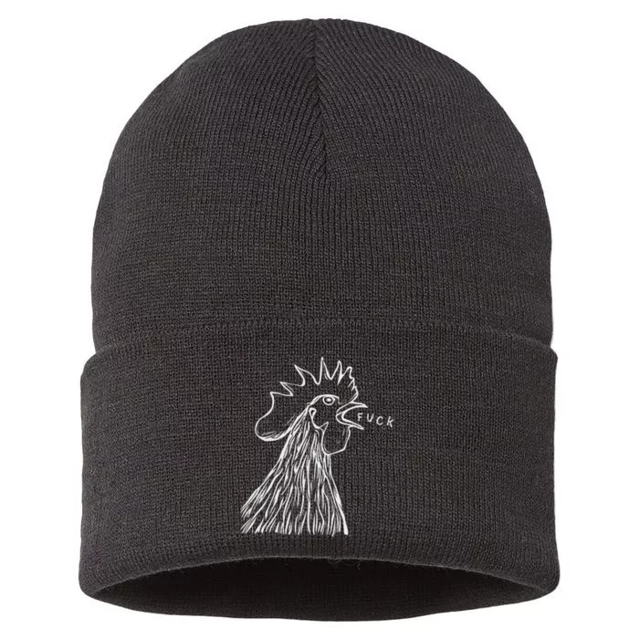 Funny Chicken Rooster Saying Fuck Sustainable Knit Beanie