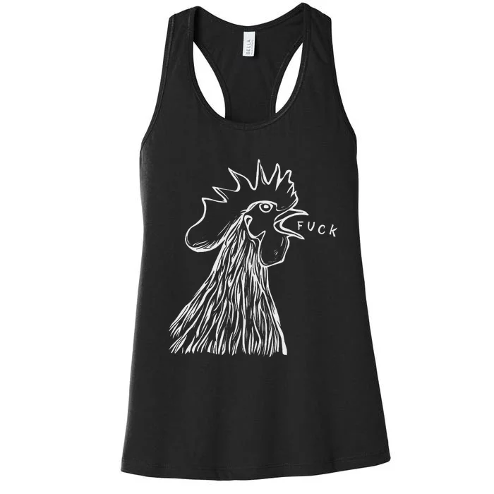 Funny Chicken Rooster Saying Fuck Women's Racerback Tank