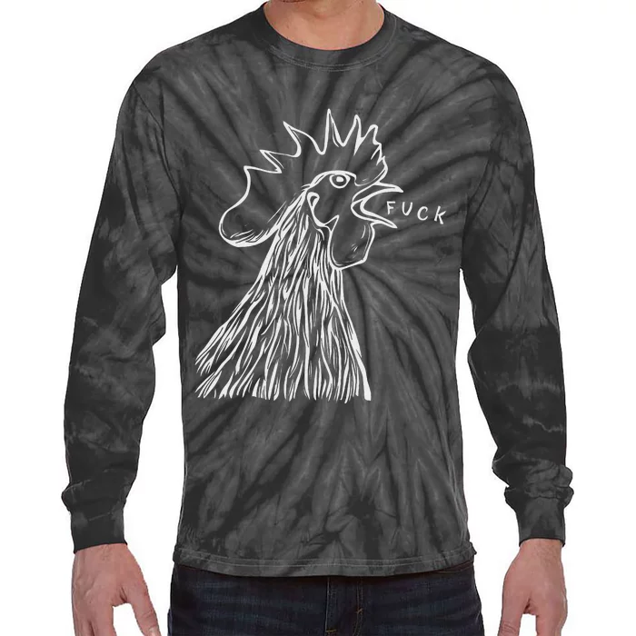 Funny Chicken Rooster Saying Fuck Tie-Dye Long Sleeve Shirt