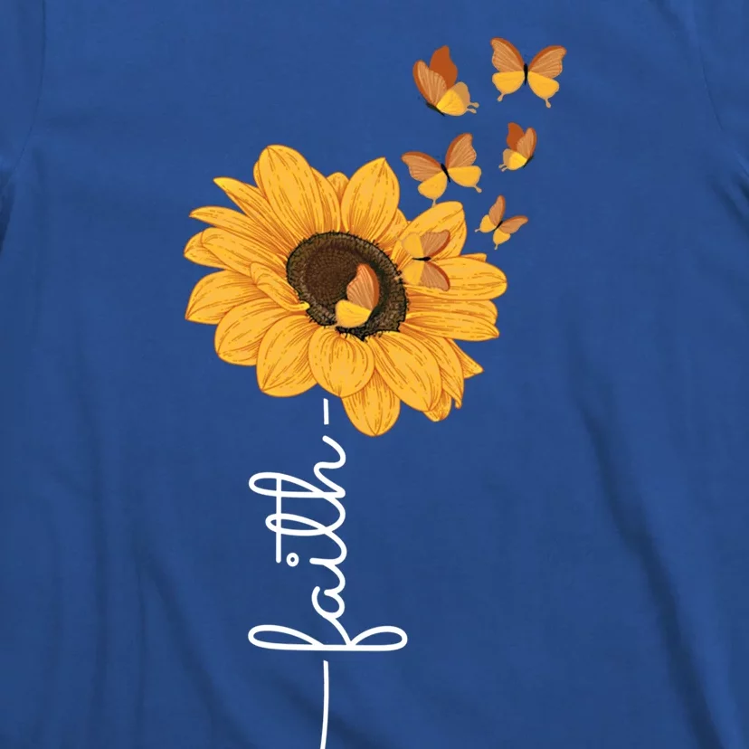 Faith Christ Religious Sunflower Butterfly Art Gift T-Shirt