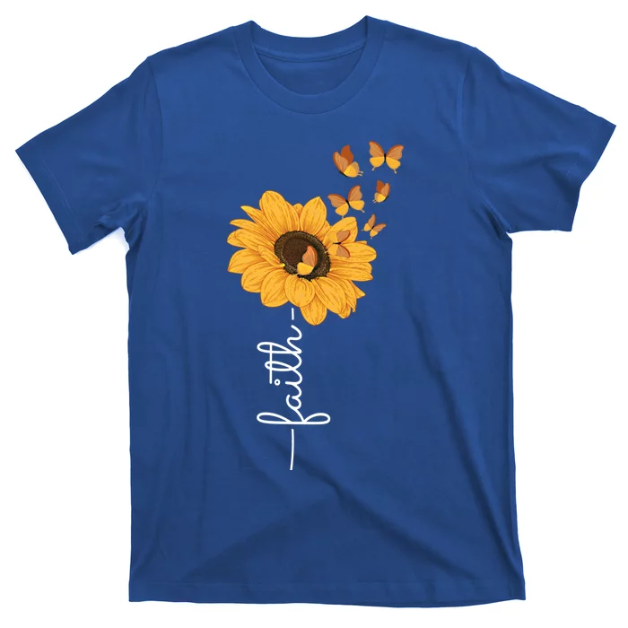 Faith Christ Religious Sunflower Butterfly Art Gift T-Shirt