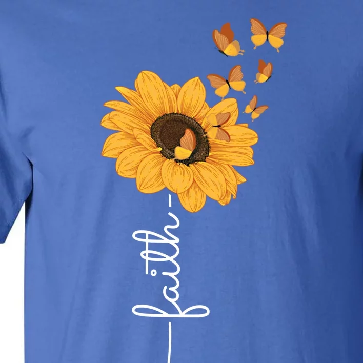 Faith Christ Religious Sunflower Butterfly Art Gift Tall T-Shirt