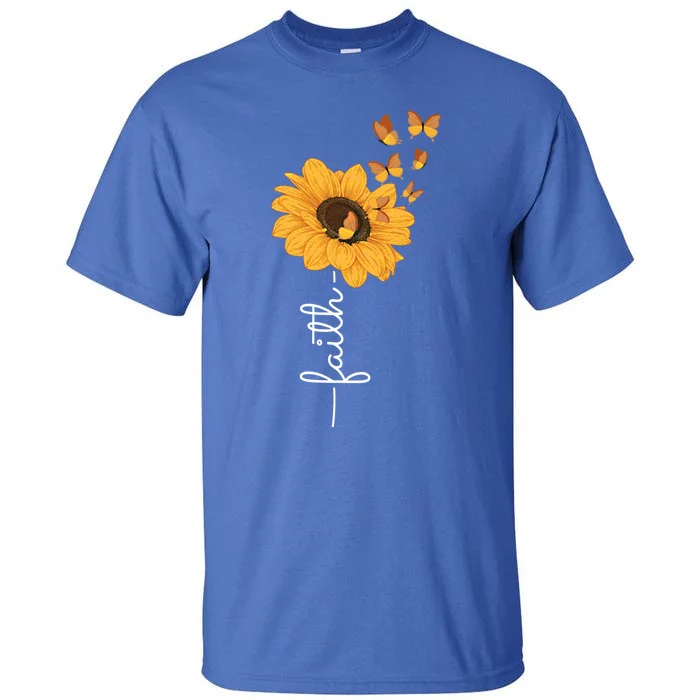 Faith Christ Religious Sunflower Butterfly Art Gift Tall T-Shirt